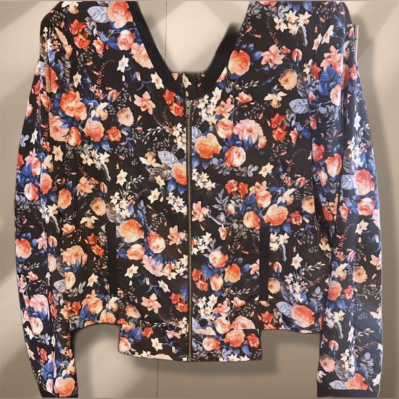 J Cooper Jackets & Blazers - Floral Bomber Jacket - Black and Multicolor by J Cooper size Medium